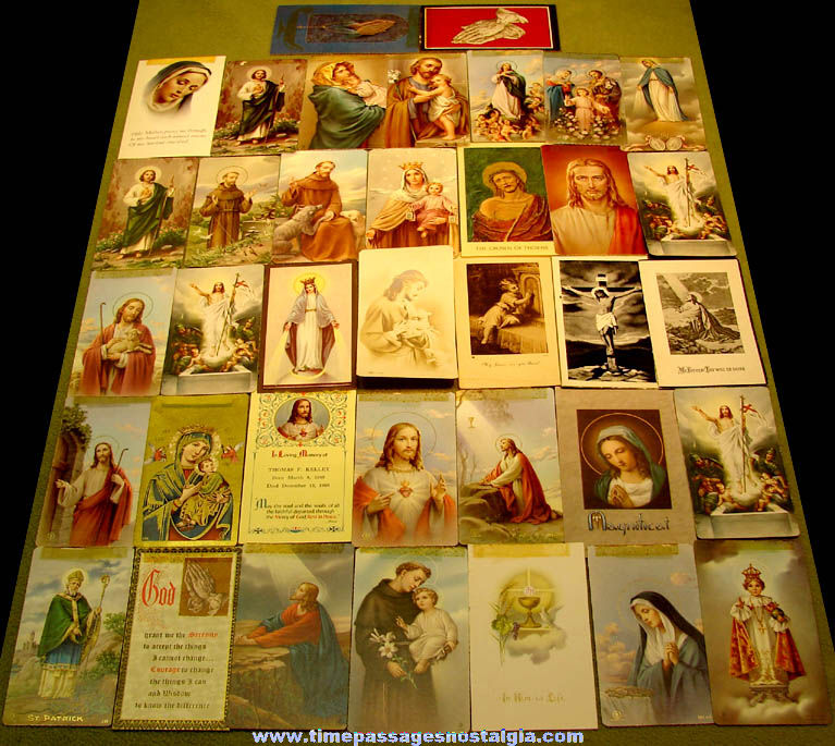 (37) Colorful 1920  1987 Named & Dated Religious Funeral Prayer Cards