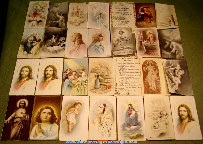(28) Colorful 1933  1966 Religious or Event Prayer Cards