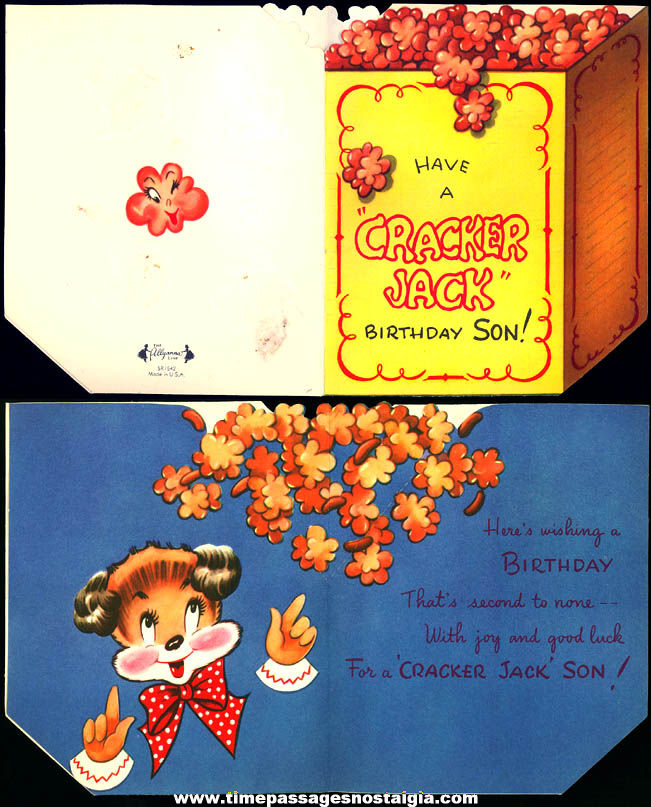 Old Cracker Jack Pop Corn Confection Advertising Birthday Greeting Card