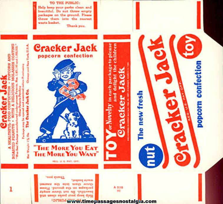 1960s Unused Cracker Jack Advertising Movie Prop Box
