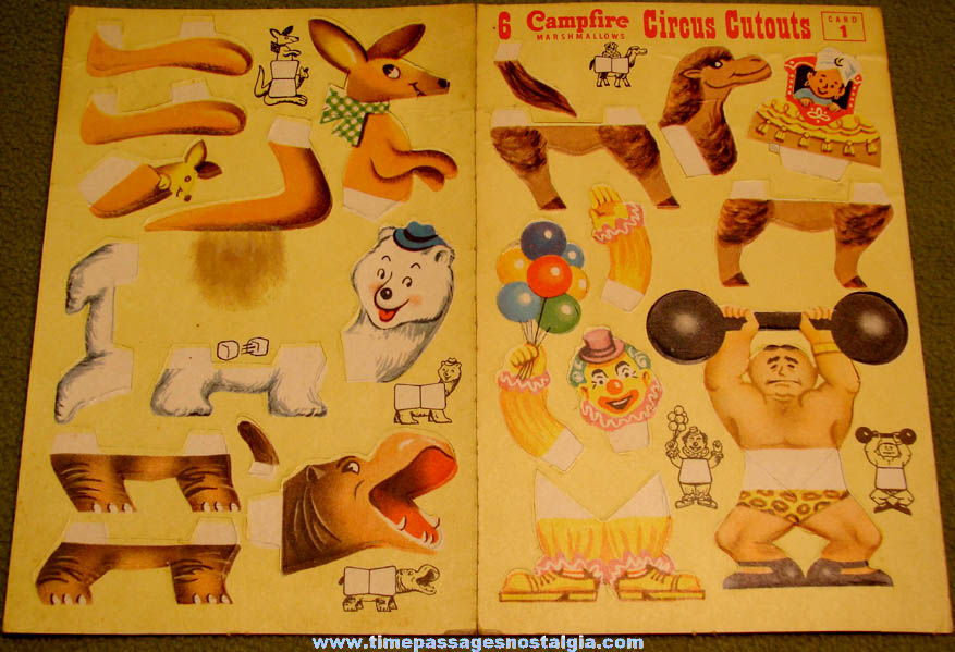 Old Campfire Marshmallows Advertising Premium Circus Cutouts Card #1