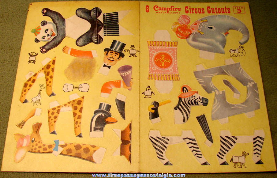 Old Campfire Marshmallows Advertising Premium Circus Cutouts Card #3