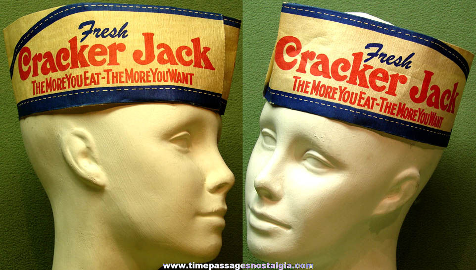 1959 Cracker Jack Pop Corn Confection Concession Vender Advertising Paper Hat