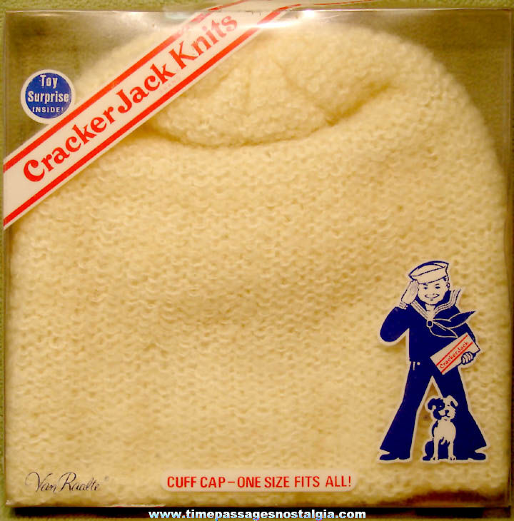 Old Boxed Cracker Jack Advertising Ladies Van Raalte Knit Cuff Cap Hat