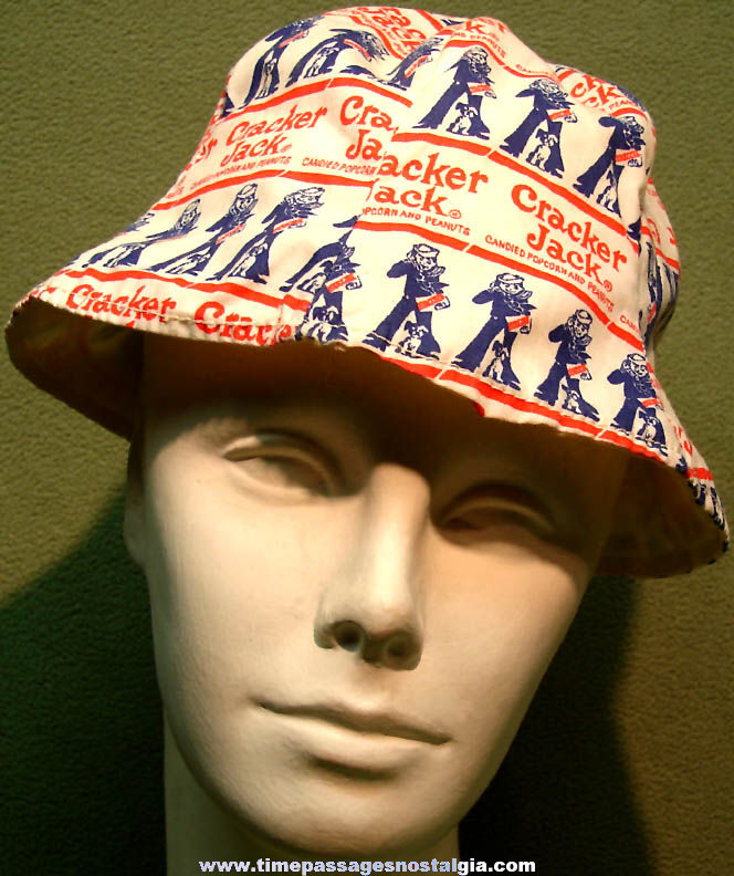 1970s Cracker Jack Pop Corn Confection Advertising Cloth Beach Hat