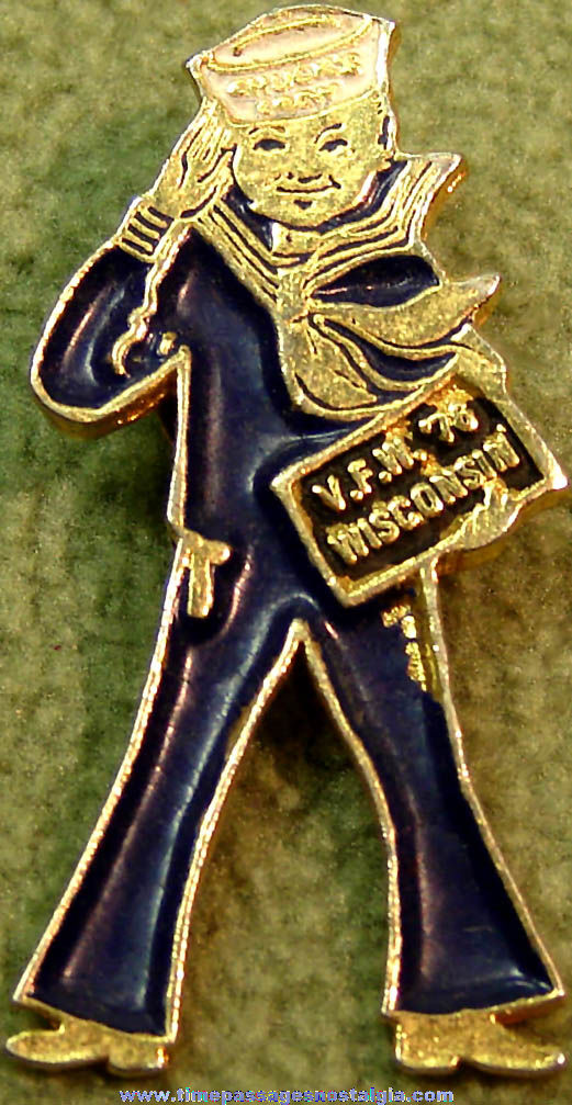 1976 Wisconsin Veterans of Foreign Wars V.F.W. Cracker Jack Sailor Jack Advertising Metal Pin