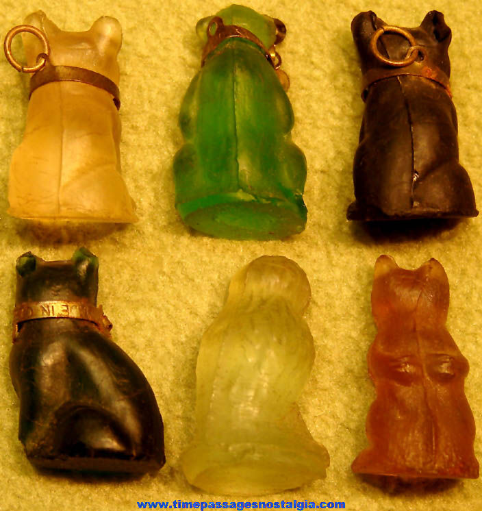(6) Different Old Cracker Jack Pop Corn Confection Miniature Glass Animal Figure Toy Prizes