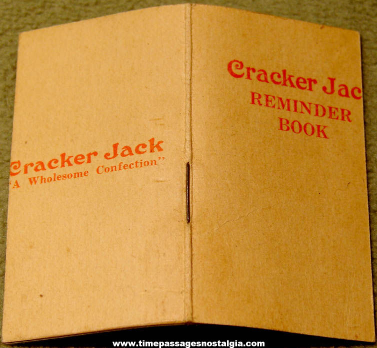 Early Unused Cracker Jack Pop Corn Confection Reminder Note Book Toy Prize