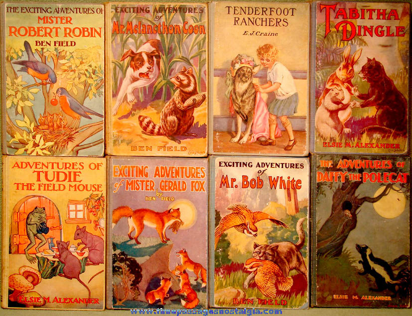 (8) Different 1928 & 1929 Animal Character Children’s Adventure Books