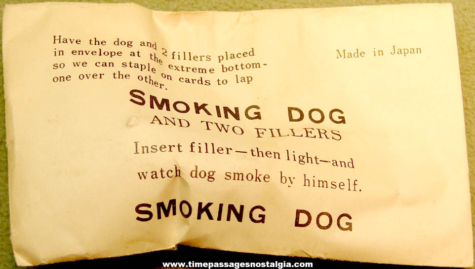 Old Unopened Novelty Smoking Dog With Miniature Cigarettes