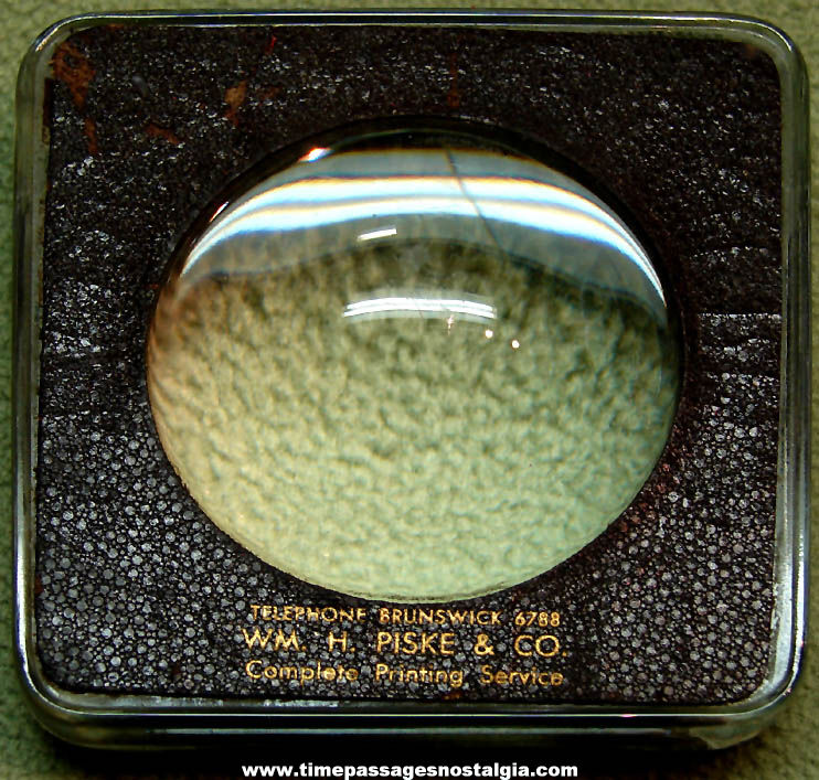 Old Wm. H. Piske & Company Printer Advertising Premium Magnifying Glass