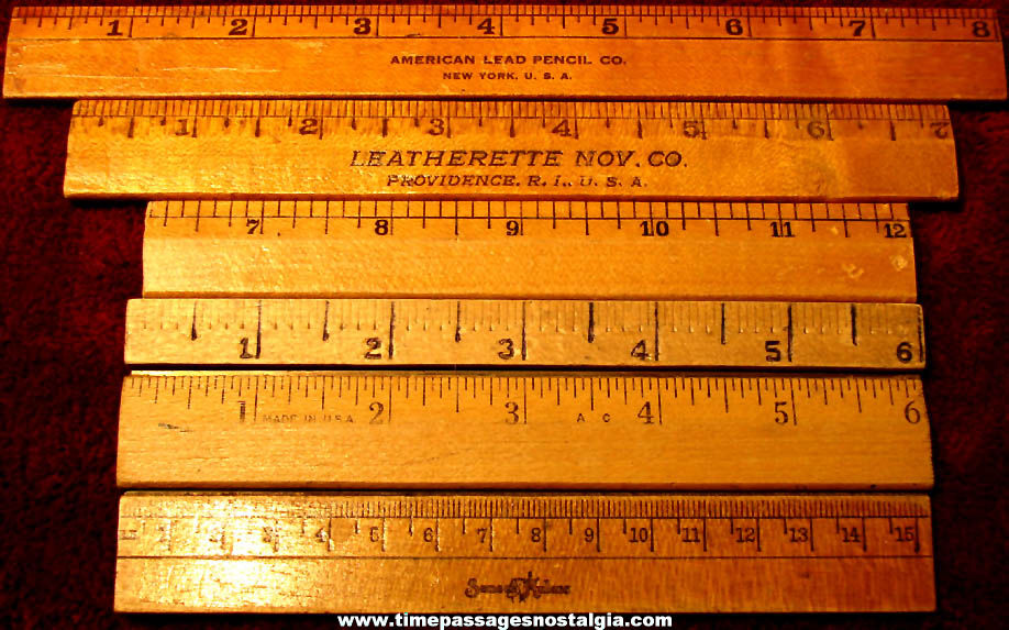 (6) Small Old Children’s Wooden School Rulers
