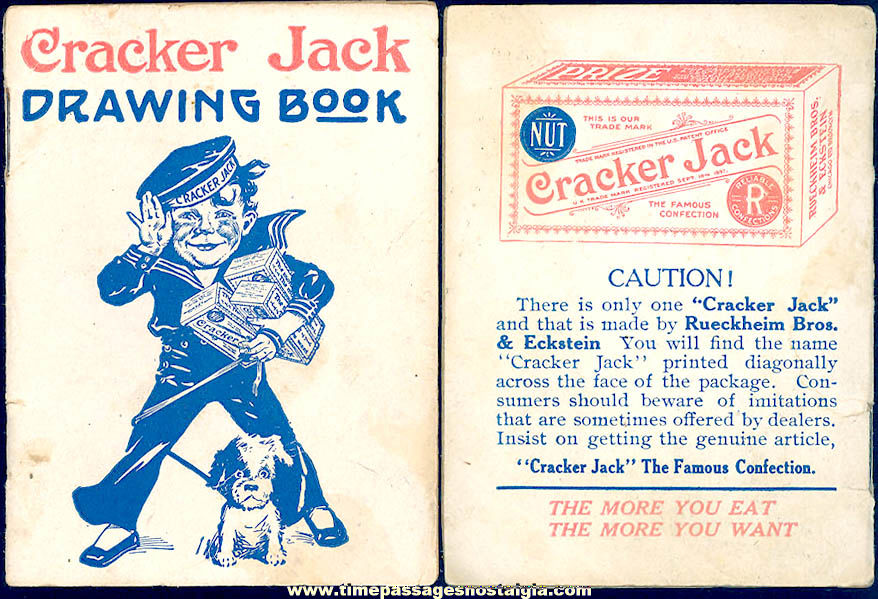 1910s Cracker Jack Pop Corn Confection Advertising Toy Prize Drawing Book