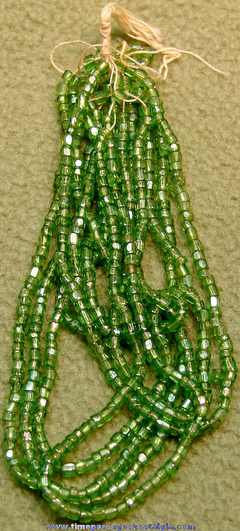Old Cracker Jack Pop Corn Confection Toy Prize Strung Green Faceted Beads For Making Jewelry