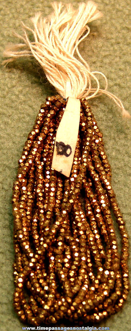 Old Cracker Jack Pop Corn Confection Toy Prize Strung Gold Faceted Beads For Making Jewelry