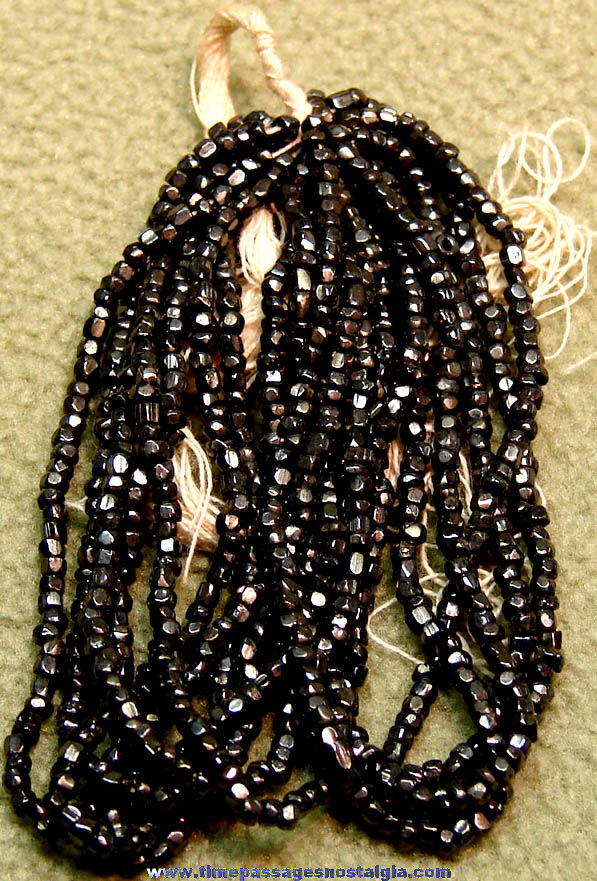 Old Cracker Jack Pop Corn Confection Toy Prize Strung Black Faceted Beads For Making Jewelry