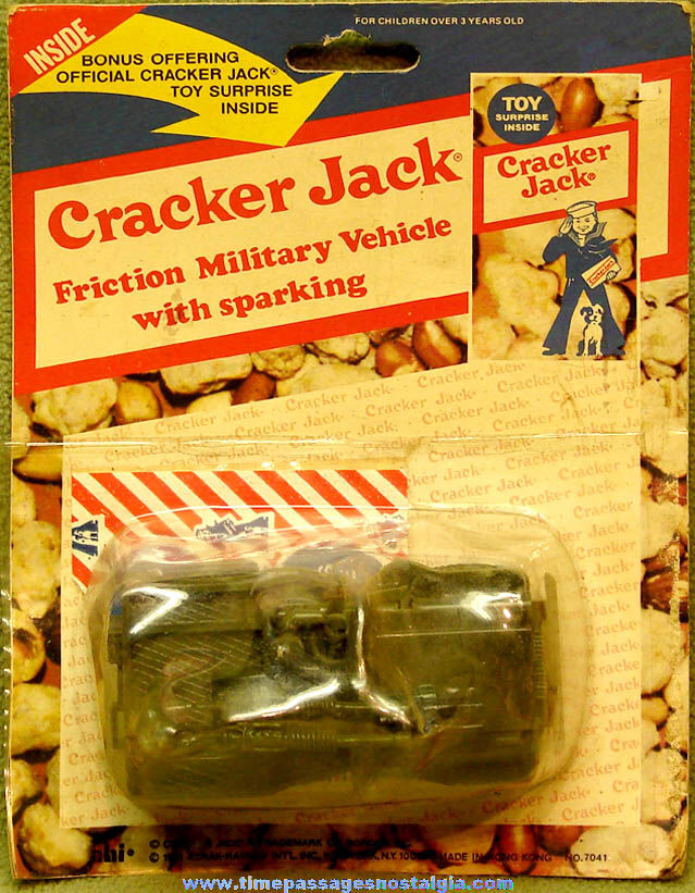 Unopened 1981 Cracker Jack Pop Corn Confection Advertising Sparking U.S. Army Jeep Toy Friction Vehicle