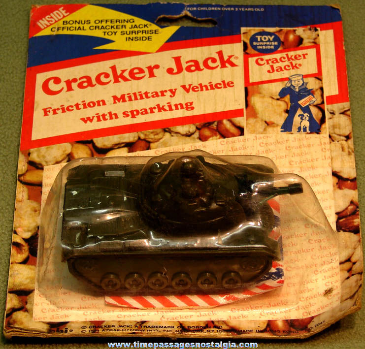 Unopened 1981 Cracker Jack Pop Corn Confection Advertising Sparking U.S. Army Tank Toy Friction Vehicle
