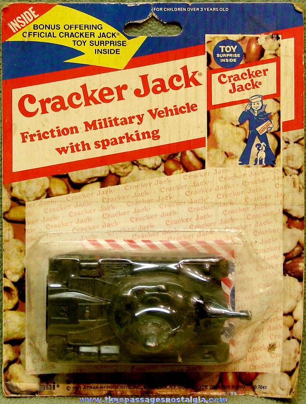Unopened 1981 Cracker Jack Pop Corn Confection Advertising Sparking U.S. Army Tank Toy Friction Vehicle
