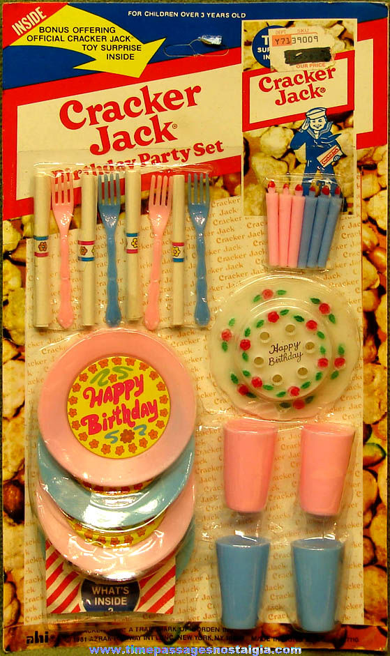 Unopened 1981 Cracker Jack Pop Corn Confection Advertising Toy Birthday Party Set