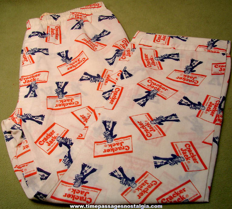 1970s Cracker Jack Pop Corn Confection Advertising Cloth Pajama Pants