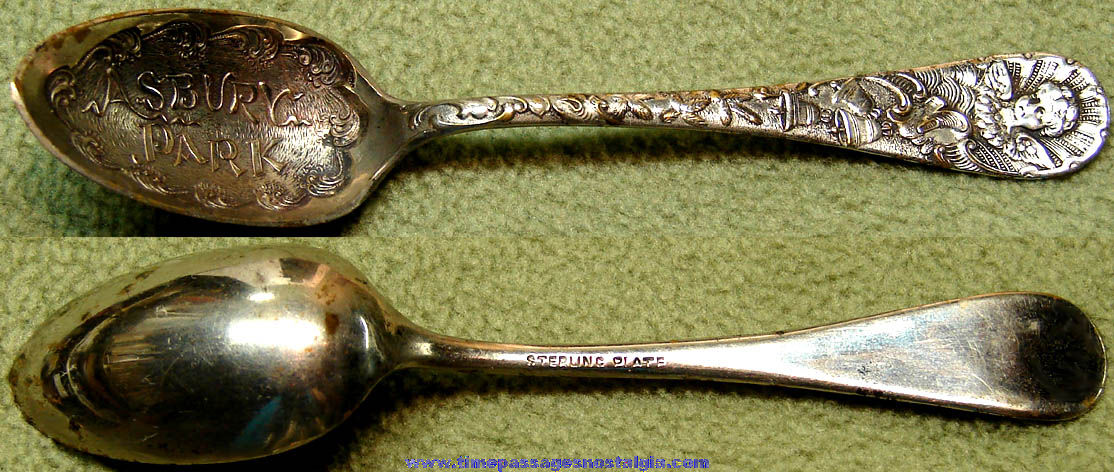 Fancy Old Silver Plated Asbury Park New Jersey Advertising Souvenir Miniature Collector Spoon