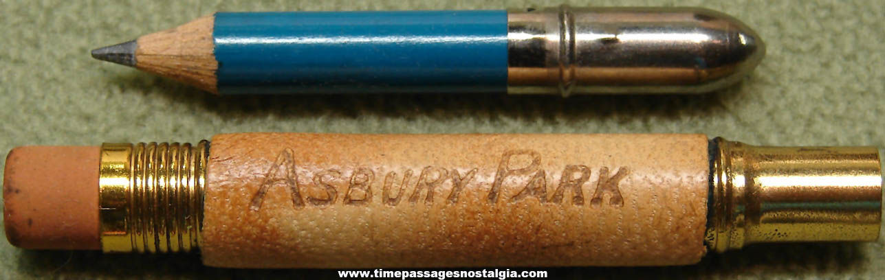Old Metal & Leather Asbury Park New Jersey Advertising Souvenir Bullet Pencil