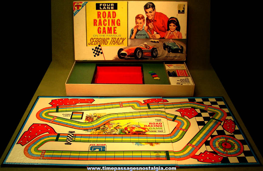 1963 Boxed Transogram Four Lane Sebring Track Road Racing Game