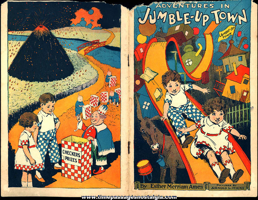 Rare 1926 Adventures In Jumble-Up Town Checkers Pop Corn Confection Advertising Premium Book with (4) Advertisements