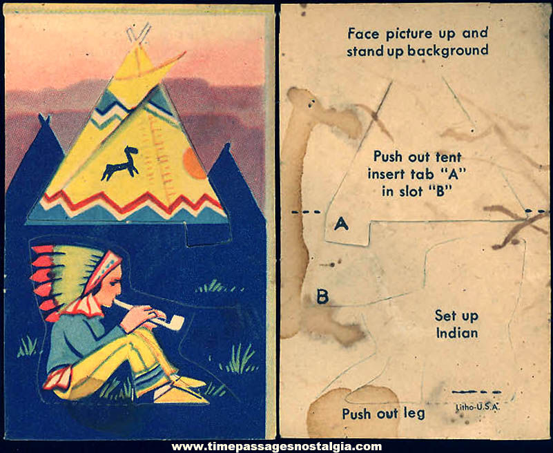 Unused 1943 Cracker Jack Pop Corn Confection C. Carey Cloud Native American Indian Pop Out Paper Prize