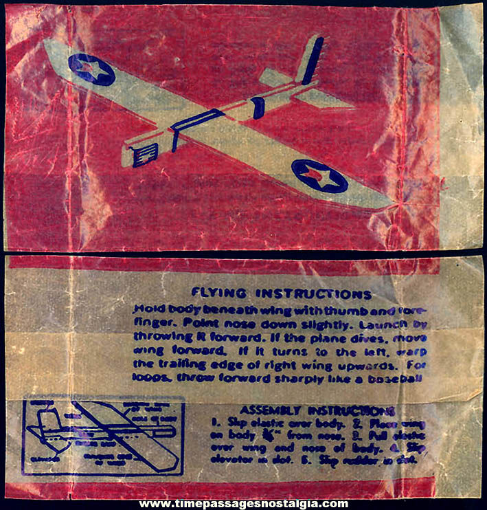 Old Miniature Premium or Prize Model Airplane Printed Envelope with Instructions