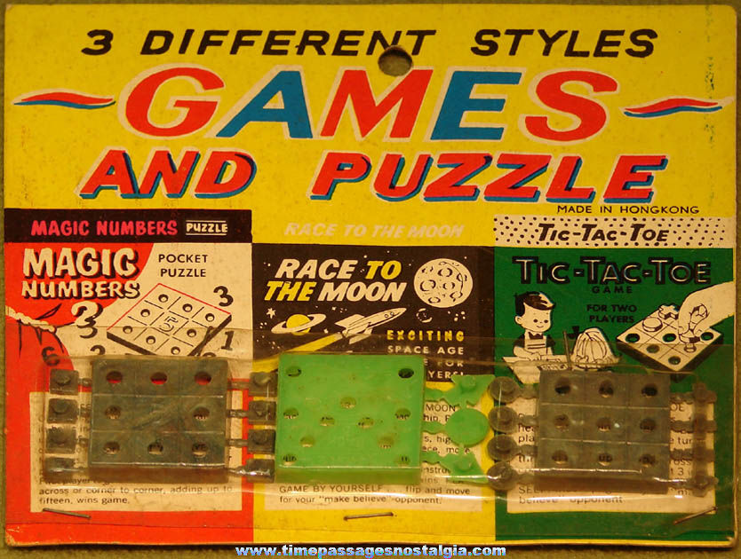 (3) Different Old Carded Miniature Novelty Toy Games