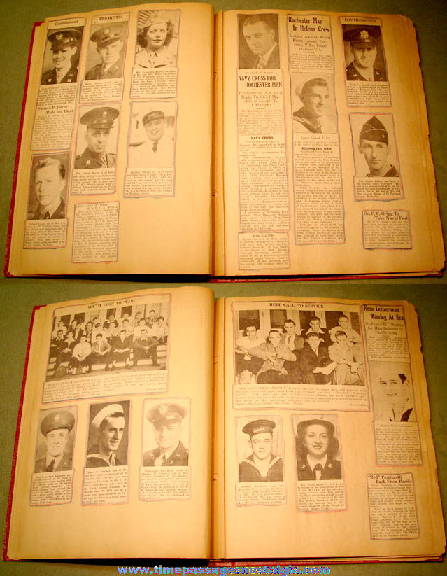 1943 Rochester New Hampshire World War II Military Servicemen Scrap Book