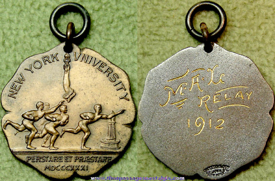 1912 Engraved New York University Relay Race Sports Award Medal