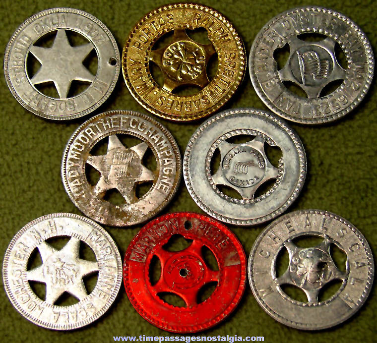 (8) Old Arcade Souvenir Personalized Good Luck Token Coins