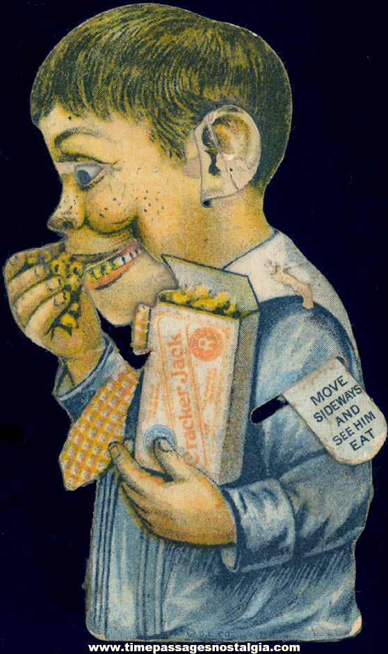 1910s Cracker Jack Pop Corn Confection Advertising Mechanical Boy Eating Toy Prize