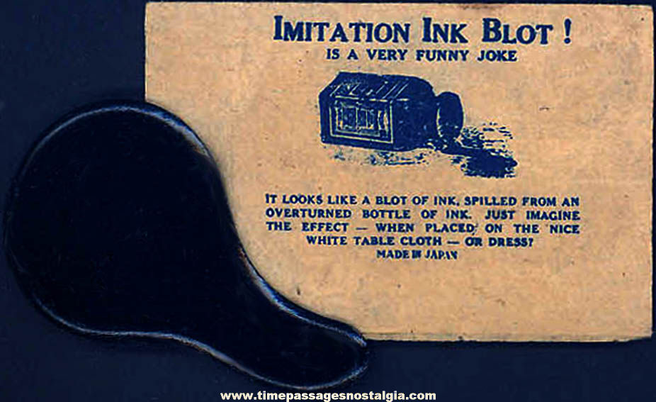 1940s Cracker Jack Pop Corn Confection Toy Prize Prank or Joke Tin Ink Blot with Envelope