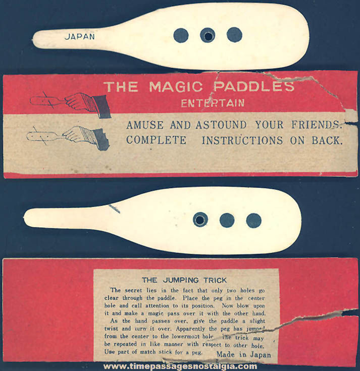 1930s Cracker Jack Pop Corn Confection Toy Prize Magic Paddle Trick with Envelope