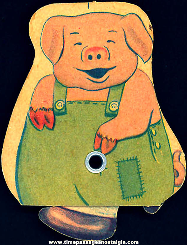 1950 Cracker Jack Pop Corn Confection Pig Character Rolling Walker Toy Prize