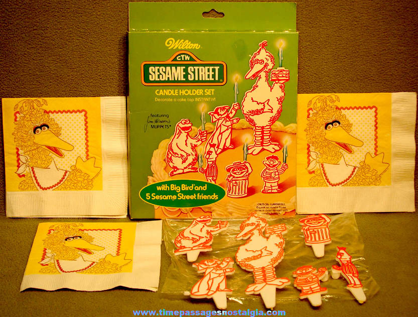 1979 Jim Hensons Sesame Street Muppets Character Boxed Candle Holder Set with Bonus