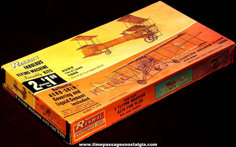 Boxed 1909 Renwall Avro Triplane & Curtiss Golden Flyer Biplane Plastic Model Kits