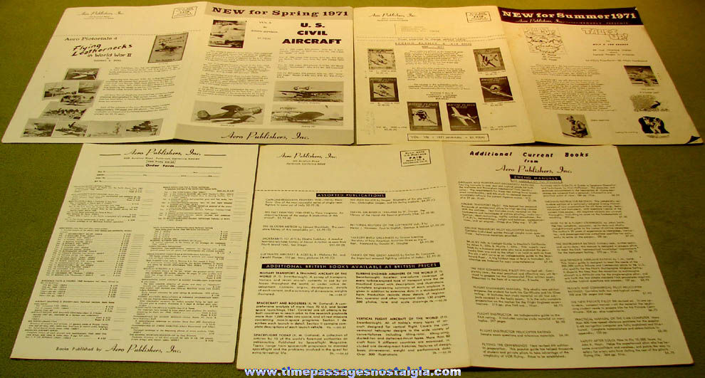 (4) Different 1971 Aero Publication Catalog Supplements & Order Form