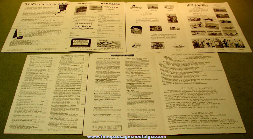 (4) Different ©1971 Aero Publication Catalog Supplements & Order Form