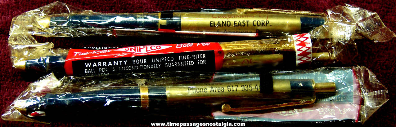 (3) Old Unopened Elano East Corporation Advertising Premium Ball Point Ink Pens