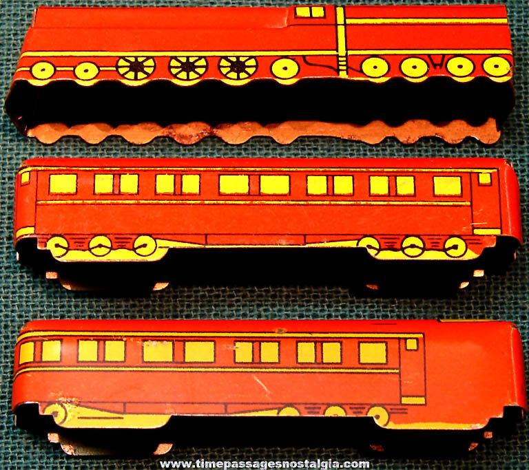 Colorful 1931 Cracker Jack Pop Corn Confection Lithographed Tin Toy Prize Diesel Train