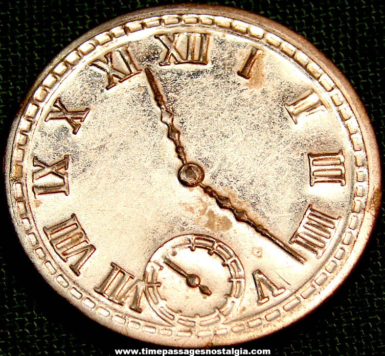 Old Cracker Jack Pop Corn Confection Embossed Tin Toy Prize Pocket Watch Mirror