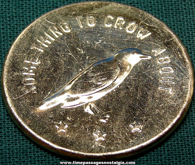 1945 Cracker Jack Pop Corn Confection Something To Crow About Embossed Tin Novelty Toy Prize Coin