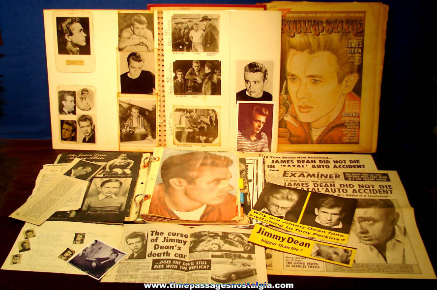 (2) Old James Dean Scrap Books with Drawings Pictures Photographs and Articles