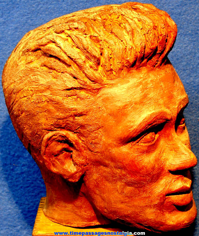 Heavy Old James Dean Actor Stoneware or Pottery Head Art Sculpture