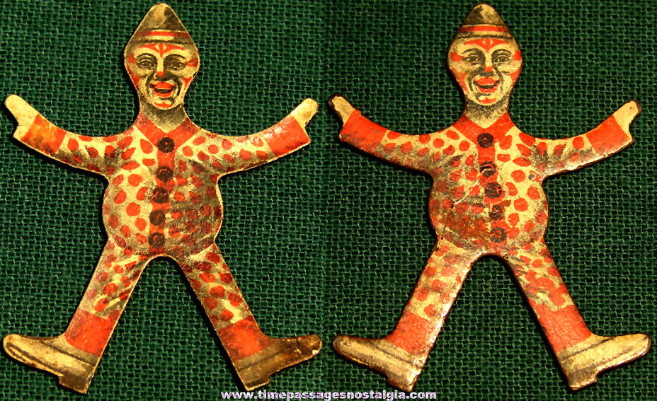 1920s Cracker Jack Pop Corn Confection Lithographed Tin Miniature Toy Prize Circus Clown